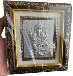 Traditional Wooden Photo Frames with Pure Silver God Pictures - 5.5"x5". Can be a table top or hanged on the wall.