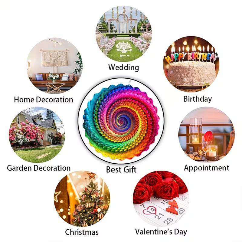 1pc of The "Whimsical Grace" 3D Metal Wind Spinner Featuring Rainbow Colors And a Mandala Design, Making It an Excellent Gift for Women, Mothers, Grandmothers, And Wives. It'S Perfect for Both Outdoor And Indoor Decoration