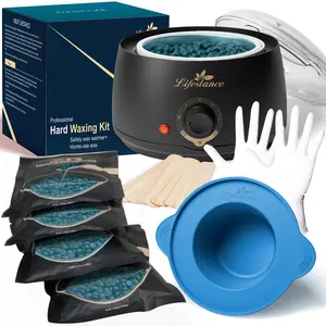 Wax Therapy Technology Home Hair Removal Kit Hard Wax Heater Brazilian Bikini Waxing Kit Stain-Resistant Silicone Pads Full-Body Legs & Face Eyebrow Glee Waxing Kit