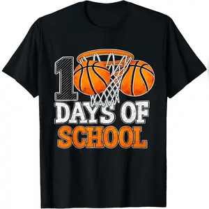 100 Days Of School Basketball 100th Day Sport For T-Shirt Comfy Everyday T-Shirt