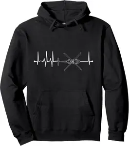 Blackhawk Heartbeat EKG Pulse UH60 Helicopter Pilot Pullover Hoodie