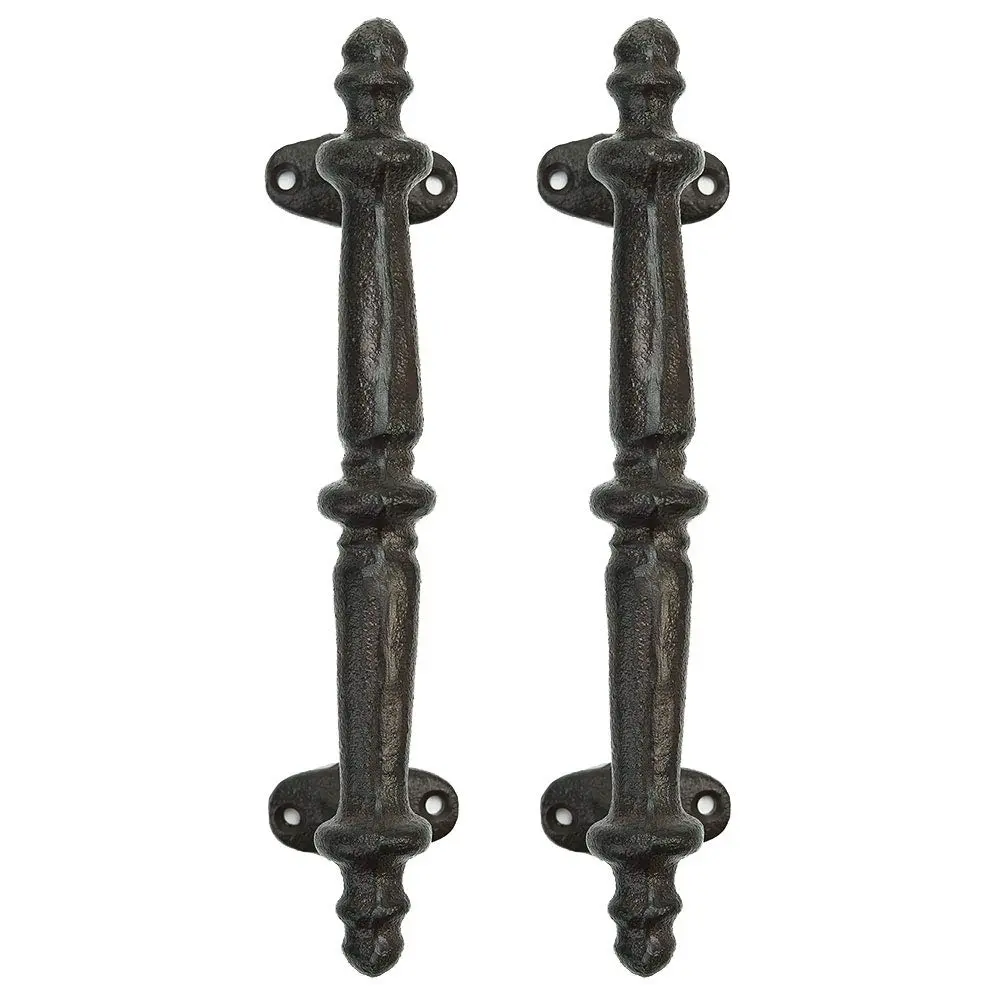Sungmor 2PC Solid & Sturdy Cast Iron Cabinet Handles, Heavy Duty 9.3" Long Strong Rustic Metal Grab Bar Decorative Door Handles, Antique Farmhouse Fence Gate Garage Closet Drawer Sliding Door Pulls, Long Handles, Sturdy Door Frame Handle Sets