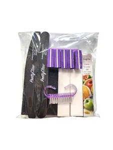 Nail Kit Purple PrettyClaw 15 Pieces Nail Buffer Mini 3-way Buffers 4-way Buffers Manicure Acrylic Nail Files Toe Separator Cuticle Oil