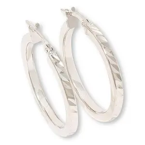 Fiorenza 1-inch Diamond-Cut Hoop Earrings