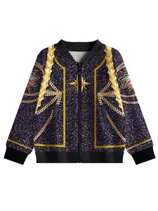 Girls' Long Sleeve Jacket 120-160 Cm, Trendy Kpop Style for Singing & Dancing Performances, Unique Starlight Role Play Costume Gift, Zip Up Coats