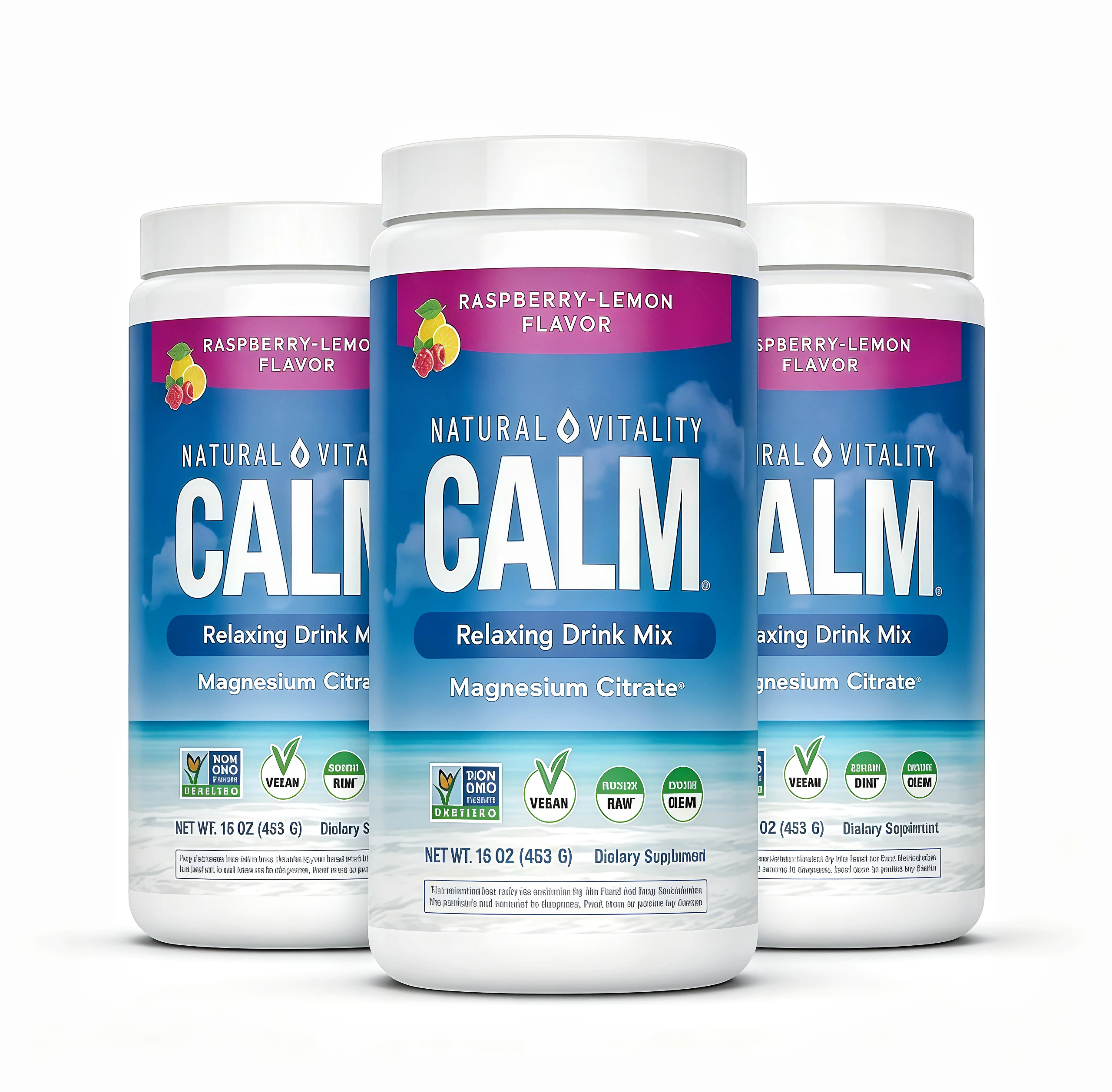 3 Pcs MaxCalm Relaxing Drink Mix YD- Anti Stress Drink Mix - With Ionic Magnesium Citrate + Glycinate - Raspberry Lemon Flavor - 16 oz (453 g) - 113 Servings
