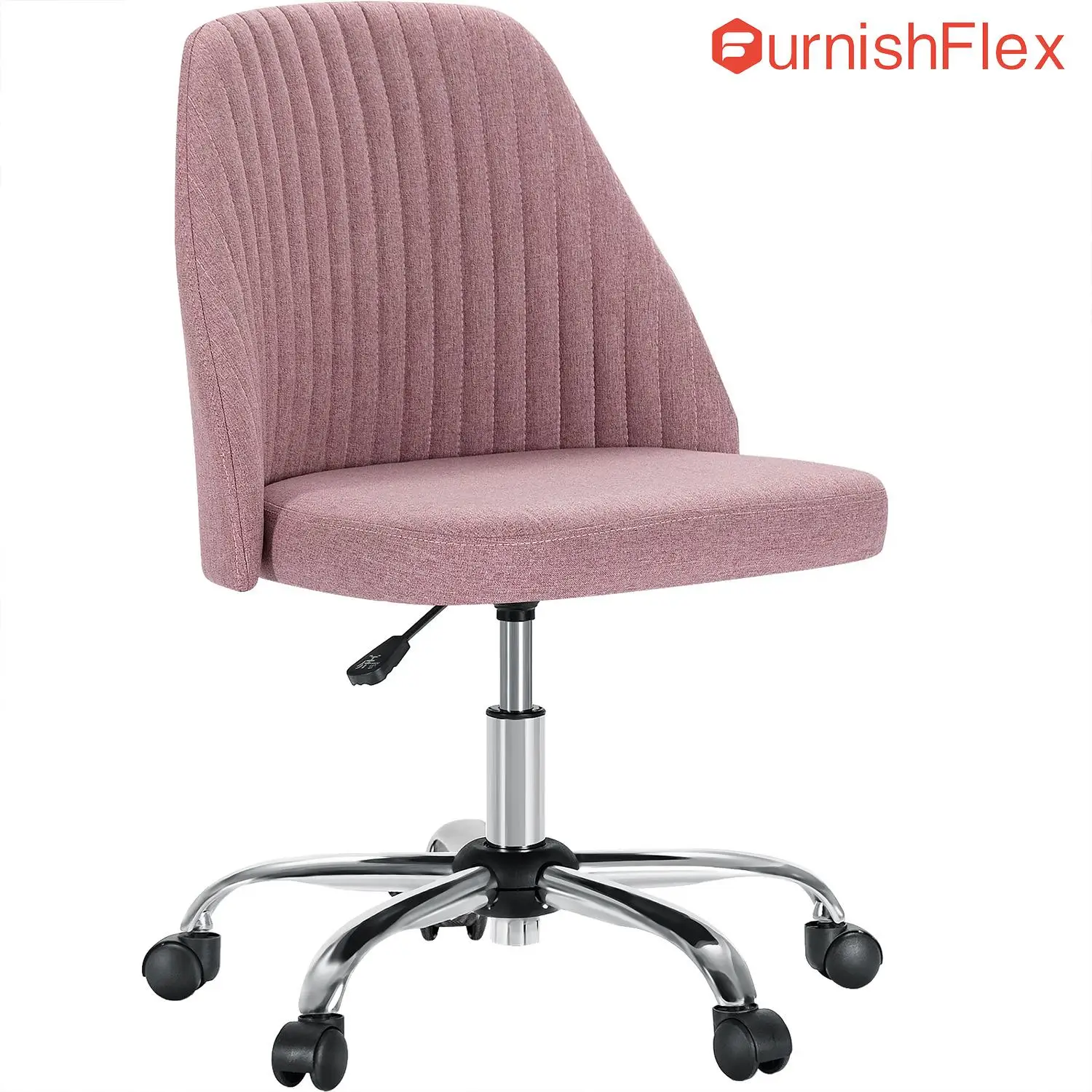 FurnishFlex Cute Desk Chair Armless Modern Fabric Home Office Desk Chairs with Wheels