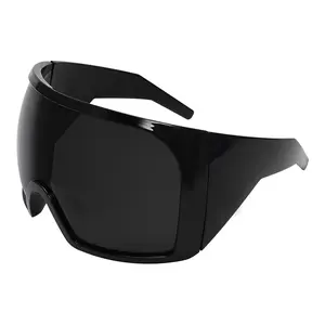 Wrap Around Oversized Sunglasses for Women Men Cool Futuristic Rave Trendy Big Curved Shield Sun Glasses