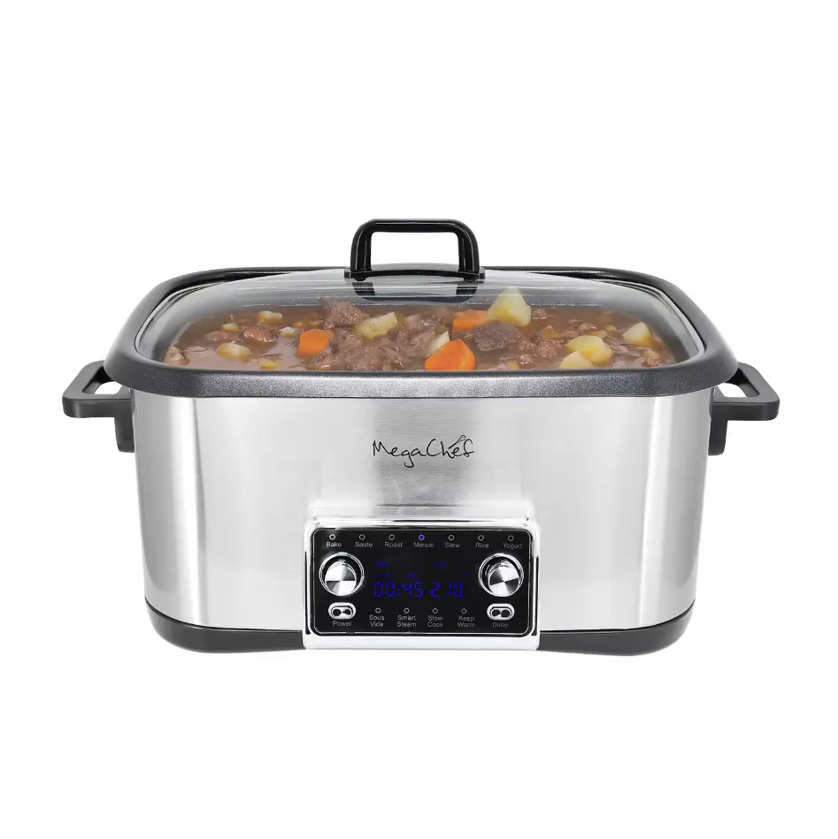 MegaChef Deluxe Multi Cooker, 12-in-1 Cooker, Slow Cooker, Sous Vide, Rice Maker, Steam Cooker, Roast Maker, Sauté Cooker, Bake Maker, Stew Cooker, Yogurt Maker, Electric Multi Cooker, Digital Kitchen Appliance, Family Meals