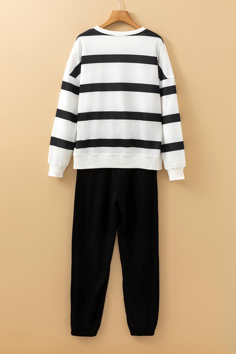 Mntaor Women's Striped Two Piece Outfit Long Sleeve Drop Shoulder Pullover Tops & Jogger Pants Sets Casual Style Comfortable Everyday Wear,Winteroutfit Mntaor Women's Striped Two Piece Outfit Long Sleeve Drop Shoulder Pullover Tops & Jogger Pants Sets Casual Style Comfortable Everyday Wear,Winteroutfit