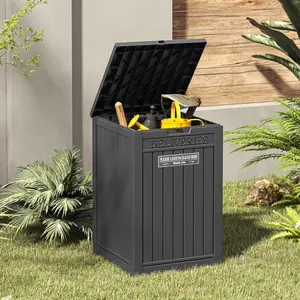 48-Gallon Outdoor Parcel Drop Box, Lockable Secure Storage Box, Outdoor Resin Parcel Drop Box, Waterproof Design, Suitable for Backyards, Gardens, Patios, and Lawns, Black, Mothersdaygift, Summervibes.