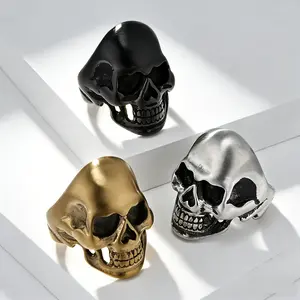 Premium Stainless Steel Skull Ring - Men's Heavyweight Biker Band