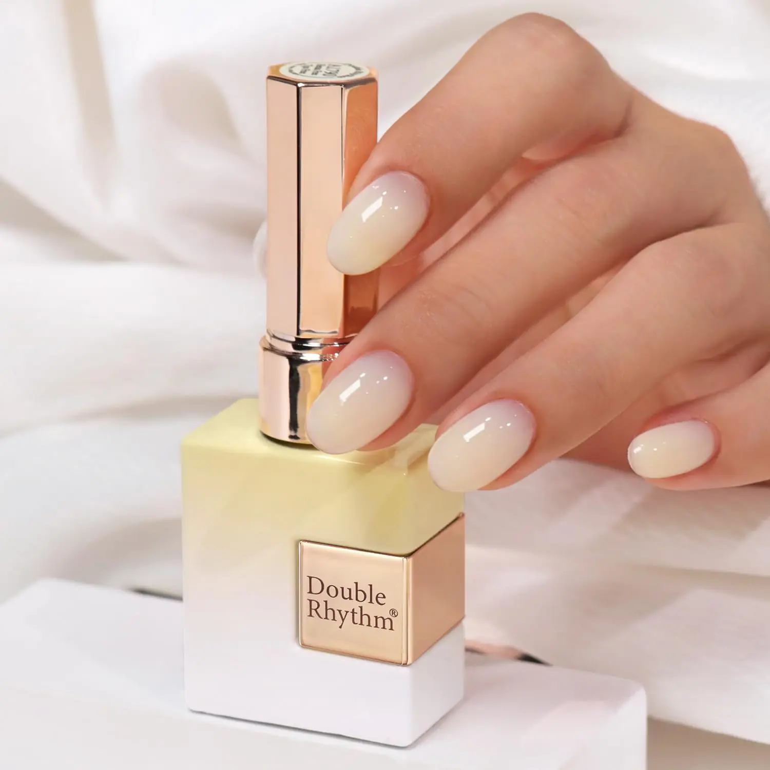 Double Rhythm 0.5 Oz Jelly Gel Polish Same Color Same Bottle Sheer Neutral Natural Light Milky Pastel 15ML Translucent Polish Art DIY at Home (Milky Beige-A1790)