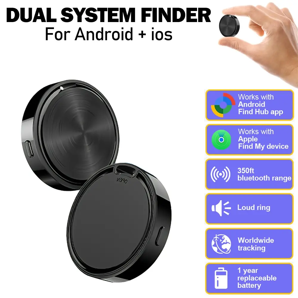 Dual System Google Android GPS Tracker, Anti Theft Tracking, Wireless Positioning Tracker, Wireless Key Finder, Smart Global Item Locator, Supports Android & iOS, for Seniors, Kids, Pets, Keys, Wallets