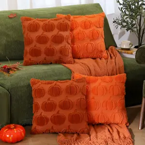 4 Pumpkin Pillow Covers Fall Throw Pillow Covers 18 x 18 inch, Set of