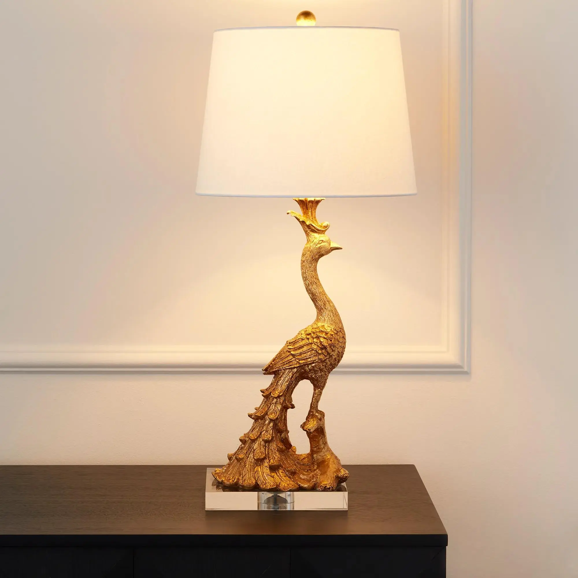 Z Gallerie Peacock Custom-Shaped Decorated Table Lamp, Indoor Home Improvement Lighting Fixture, Custom-Shaped Table Lamps, Decorated Table Lamps