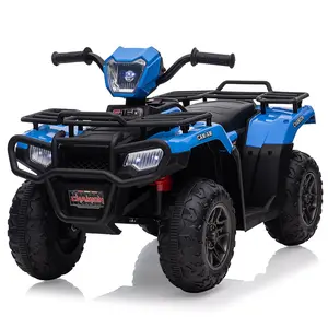 Garvee 12V Battery-Operated Ride-On ATV for Toddlers with Dual Speed Adjustment (1.5-2.2mph), One Button Start, LED Lights, Music, and USB Port, Blue