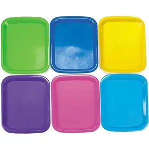 Bandejas de plástico para manualidades, paquete de 6, bandejas de pintura grandes de 14 1/2 x 10 3/4 pulgadas para proyectos de arte para niños, bandejas de actividades sensoriales
