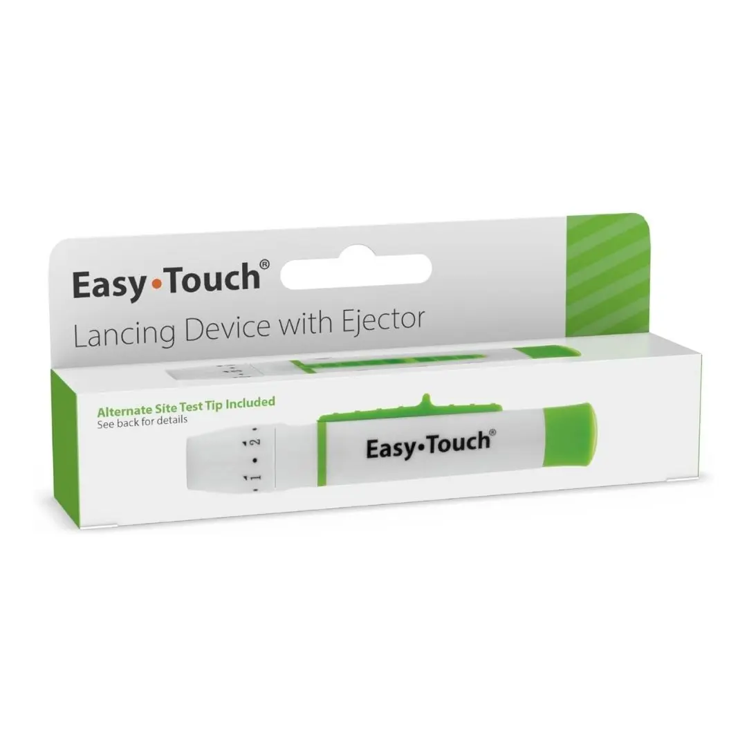 EasyTouch Lancing Device with Ejector for Blood Glucose Testing – Adjustable Depth, Comfortable Finger Pricker