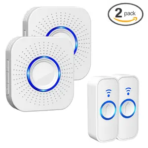 【2 Packs】Wireless doorbell,  Waterproof Door Bell Chime Kit with 1000ft Range, 32 Chimes, 5-Level Adjustable Volume up to 110dB, LED Flash Light & Mute Mode, Easy Install, Safety for Home, Office, Classroom & Hearing Impaired