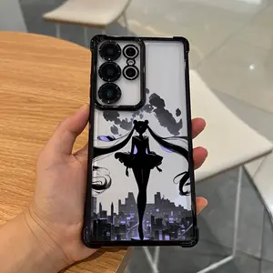 Phone Case: Sailor Moon Cartoon Cute Phone Case Suitable for Samsung S25 S24 S23 S22 S21 S20 FE Ultra Plus 4G 5G Electroplated Color High-End Shockproof Transparent Protective Cover, Aesthetic Phone Case, Phone Case Aesthetic, Christmas Phone Case