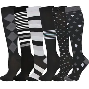 6 Pairs Compression Socks for Women, Over Knee High Stretch Socks, Breathable All-Day Wear, Cute Sporty Fit, Lightweight Soft Support Socks for Running, Travel, Workout & Daily Outfit