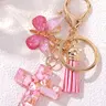 Resin Cross Keychain for Women Girls, Trendy Cute Stylish Keychain, 6 Styles with Butterfly Charm & Tassel, Mint Colors, Perfect Gift Idea, Cute Keychains for Car Keys