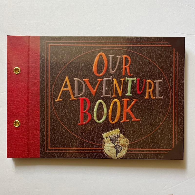 Our Adventure Book Scrapbook, Embossed Words Hard Cover Movie Up Travel Scrapbook