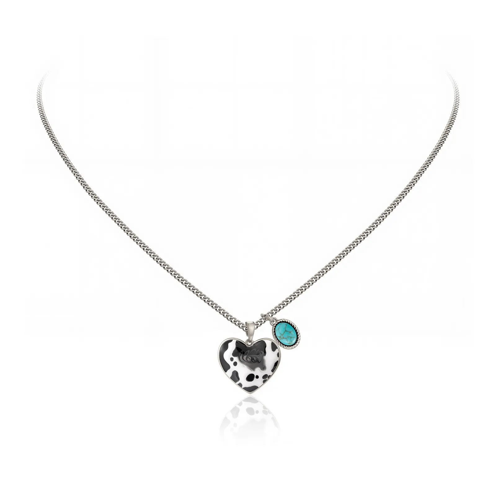 Wrangler 14K Gold Plated Heart Turquoise Pendant Necklace for Women Western Gold Plated Cowgirl Cowboy Classic Trendy Jewelry Heart Shaped Necklace Gem Necklace