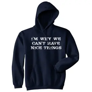 Im Why We Cant Have Nice Things Funny Mocking Unisex Pull Over Hoodie Unisex Vintage Fashion Hoodies Funny Sarcastic Pullover Novelty Sweatshirt Navy