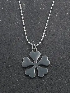 Five Leaf Clover Design Pendant Necklace for Women & Girls, Fashion Jewelry for Party, Daily Clothing Decor, Trendy All-match & Exquisite Jewelry for Birthday Gift, Heart Shaped Necklace
