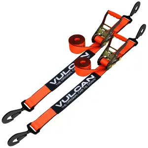 VULCAN Car Tie Down with Twisted Snap Hooks - 2 Inch x 96 Inch - 2 Pack - PROSeries - 3,300 Pound Safe Working Load Quick Connect Anchor Point Latch Carrier Strap Webbing