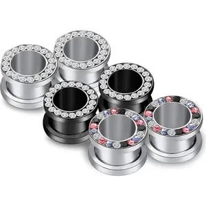 6Pcs Gauges For Ears 4G-00G Stainless Steel Screw Ear Tunnels Plugs Hypoallergenic Ear Stretcher Expander Jewelry for Women Men