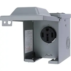 50 Amp 125/250  Power Outlet Box, Enclosed Lockable - for RV, Campers, Motorhome, Travel Trailer, Electric , Generator - 3R Weatherproof Outdoor - NEMA 14-50R Receptacle Panel
