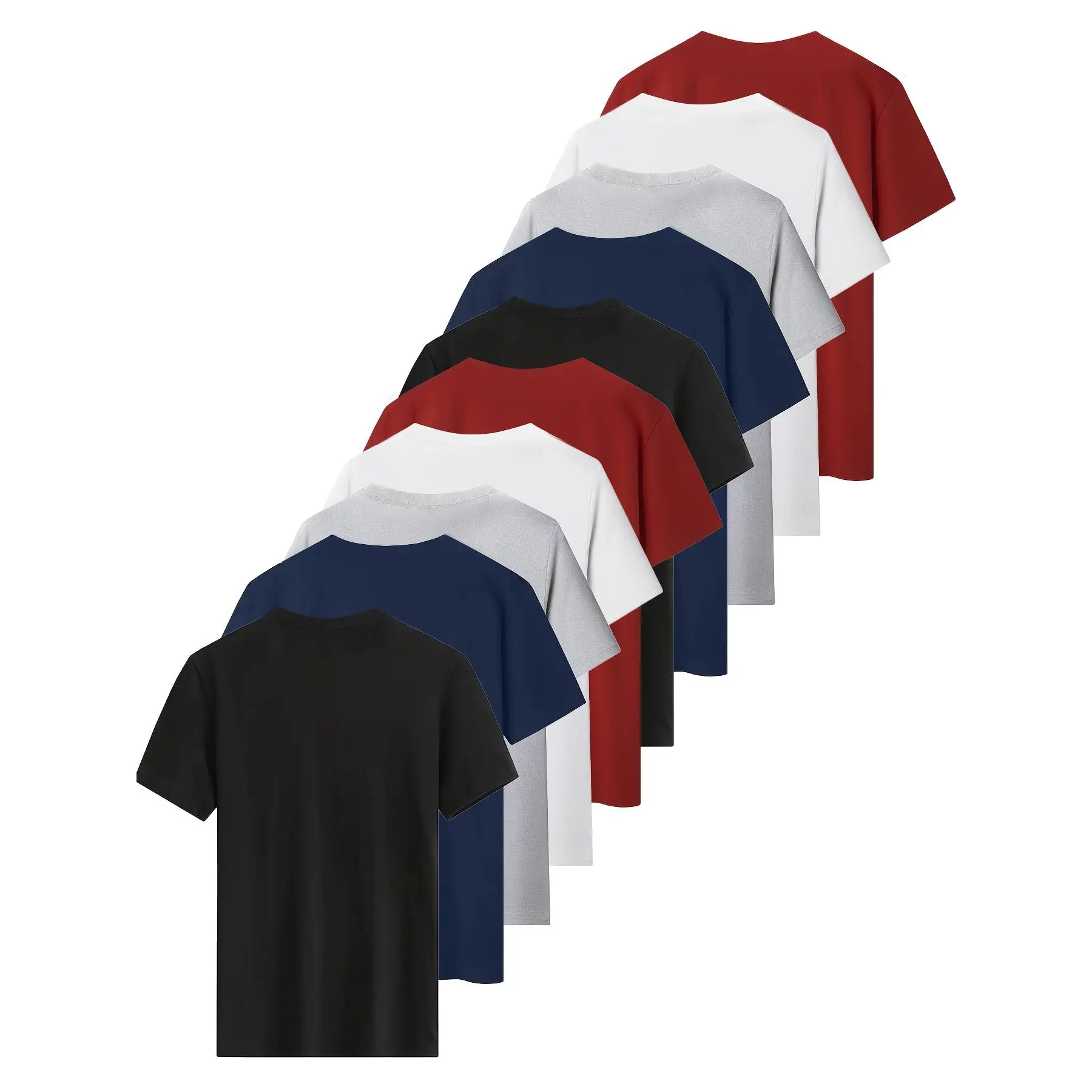 Heavyweight Cotton T-Shirts 10-Pack, Unisex 5.3oz Bulk Plain Shortsleeve Tops with Seamless Collar for Streetwear, Uniforms & Loungewear