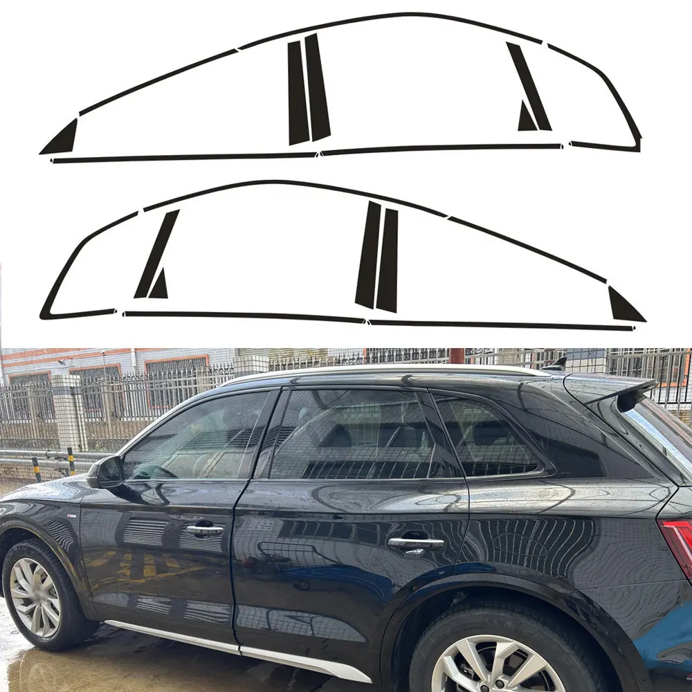 Glossy Black Chrome Delete Window Trim Stickers, Car Vehicle Decoration, Cars Accessories For Audi Q5 80A 2018-2024