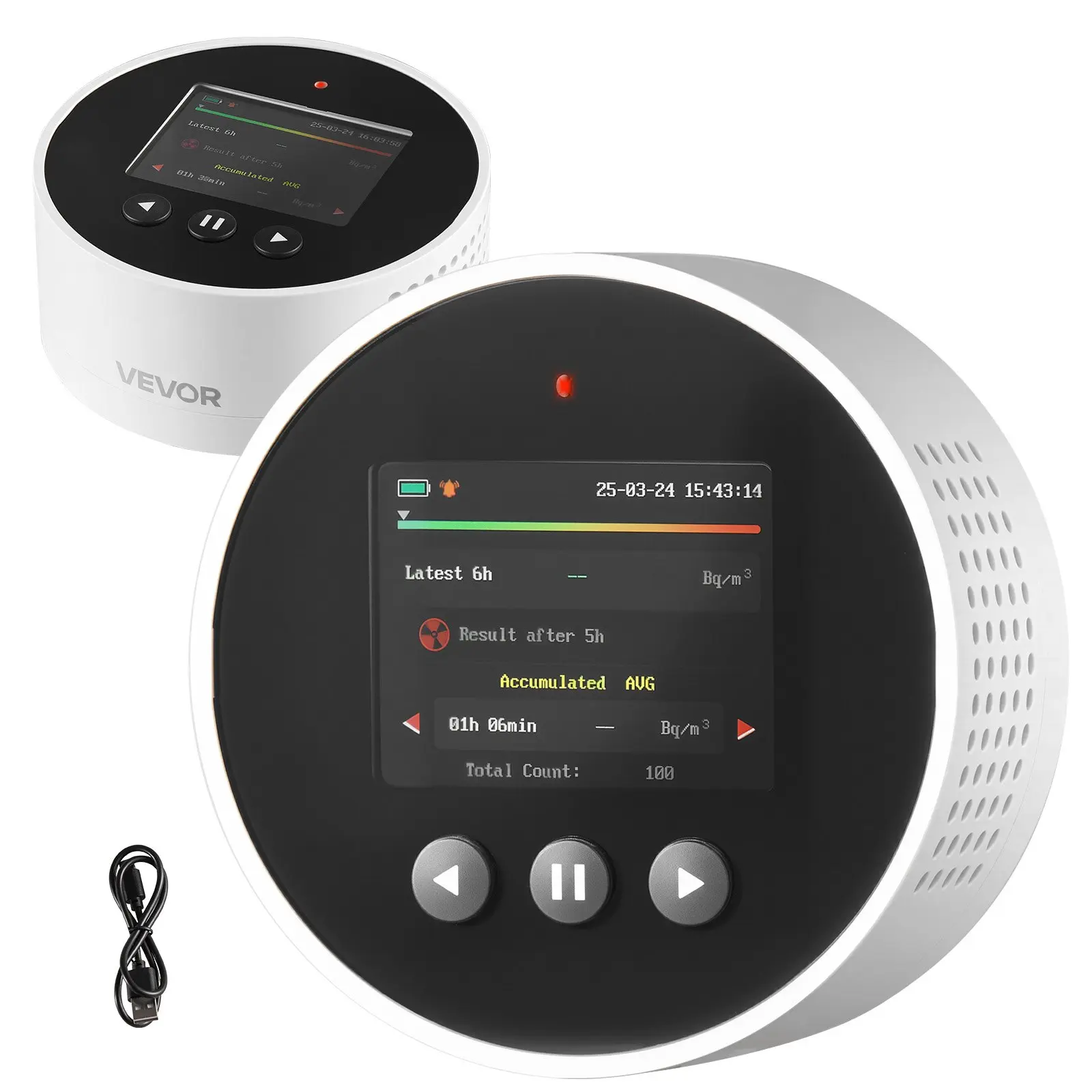 【Summerfinds】VEVOR Radon Air Quality Meter Detector for Home 3.3Bq/m³ to 37kBq/m³ Battery Powered Personal Safety Alarm Security Monitor