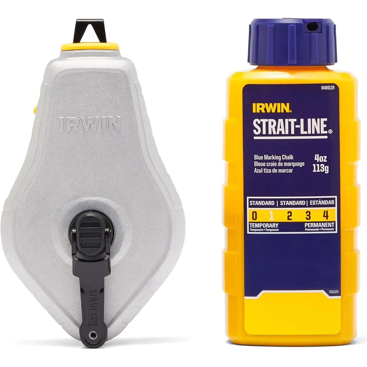 STRAIT-LINE Classic Reel Chalk Line - 100ft Blue, 1:1 Gear Ratio, 5-6 Strikes, Abrasion-Resistant, Aluminum Housing, Low Strain Grip, Anti-Snagging, Slim Profile (IWHT48441BC)