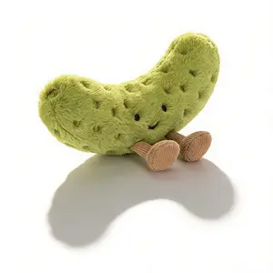 Cute Green Pickle Plush Toy Soft Cuddly Stuffed Vegetable Doll with Adorable Face & Legs Perfect Gift for Kids Adults Decor Play