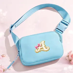 Fanny Pack for Girls, Initial Belt Bag for Ages 7-13, Crossbody Bag with Letter Patch, Adjustable Strap, Lightweight(Nylon fabric) Gift