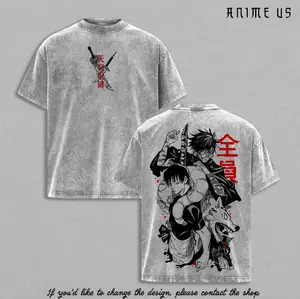 Toji Fushiguro Maki Zenin Megumi Fushiguro Jujutsu Kaisen Shirt Anime Vintage Washed Graphic Tee Divine Dog Shadow Technique Oversized Streetwear Shirt for Anime Fans