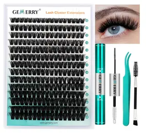 Eyelash Extension Kit Thick Curl Fluffy Clusters Kit With Lash Bond and Seal, Tweezers, DIY Lash Extension (80P-10-18mm) Makeup