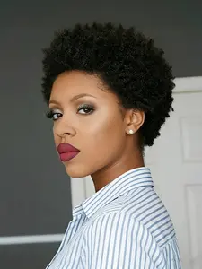 pixie cut human hair wig pixie wig women gifts afro curly machine made natural black color curly daily party cosplay use human hair wig