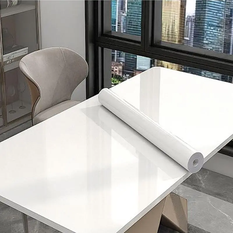 Self-adhesive White Decorative Cabinet Sticker, Waterproof & Oil-proof Cabinet Door Sticker, Furniture Renovation Sticker for Home Kitchen Living Room, PVC Waterproof Stickers
