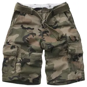 Men's Camo Multi-Pocket Relaxed Fit Casual Shorts,Outdoor Camouflage Twill Cargo Shorts 11" Inseam(No Belt) Tropical