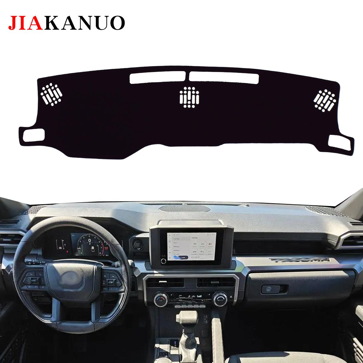 JIAKANUO Dash Cover Mat for 2024-2026 Toyota Tacoma Dashboard Pad Carpe Sunscreen Heat Insulation Anti Glare Reflective Protection Black Polyester with Silicone Anti Slip Particles
