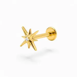 Tiny Starburst Threadless Flat Back Stud Implant Grade Titanium 