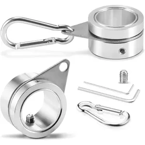 Flag Pole Rings, 1" Spinning Flagpole Ring Clips, 2 count Aluminum Alloy & Steel 360? Rotating Anti Wrap Flag Mounting Rings with Snap Carabiners for 0.75-1.02 Inch Diamete Flagpole (?1, )