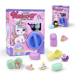 Children Unicorn Theme Mini Capsule Toy Machine, DIY Fun Twist Egg Puzzle Gift, Surprise Twist Egg Catcher Blind Box Set, Suitable for Kids Aged 8+