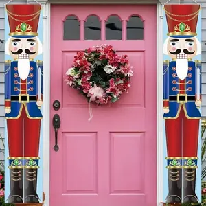 Christmas Porch Sign Set, African Nutcracker Hanging Banner, Festive Home Decor, Merry Christmas Door Flag, Indoor Outdoor Decoration